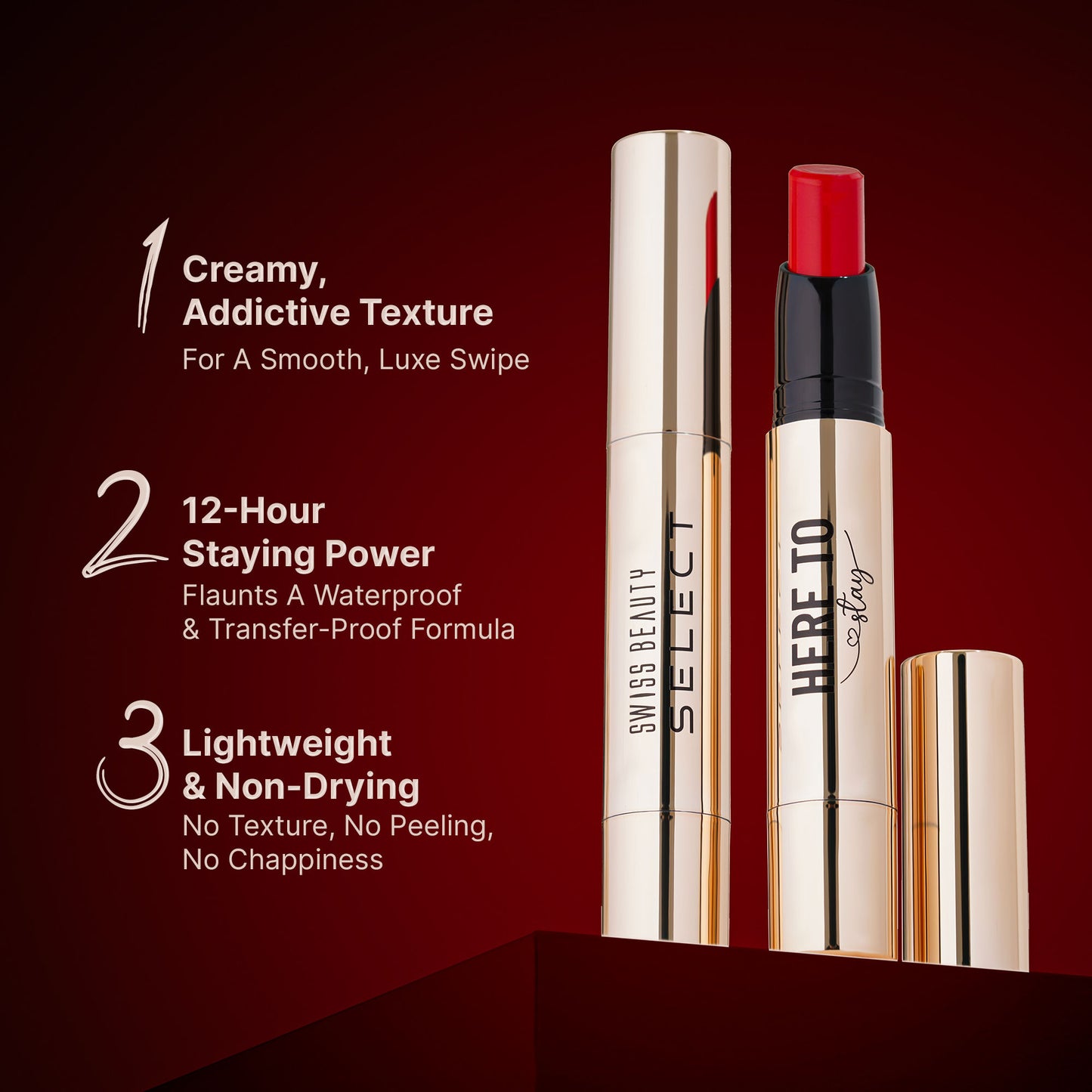 Swiss Beauty Select Here To Stay Lip Crayon Velvety-Matte Finish , 12-Hour Stay - 1 Cool Caramel