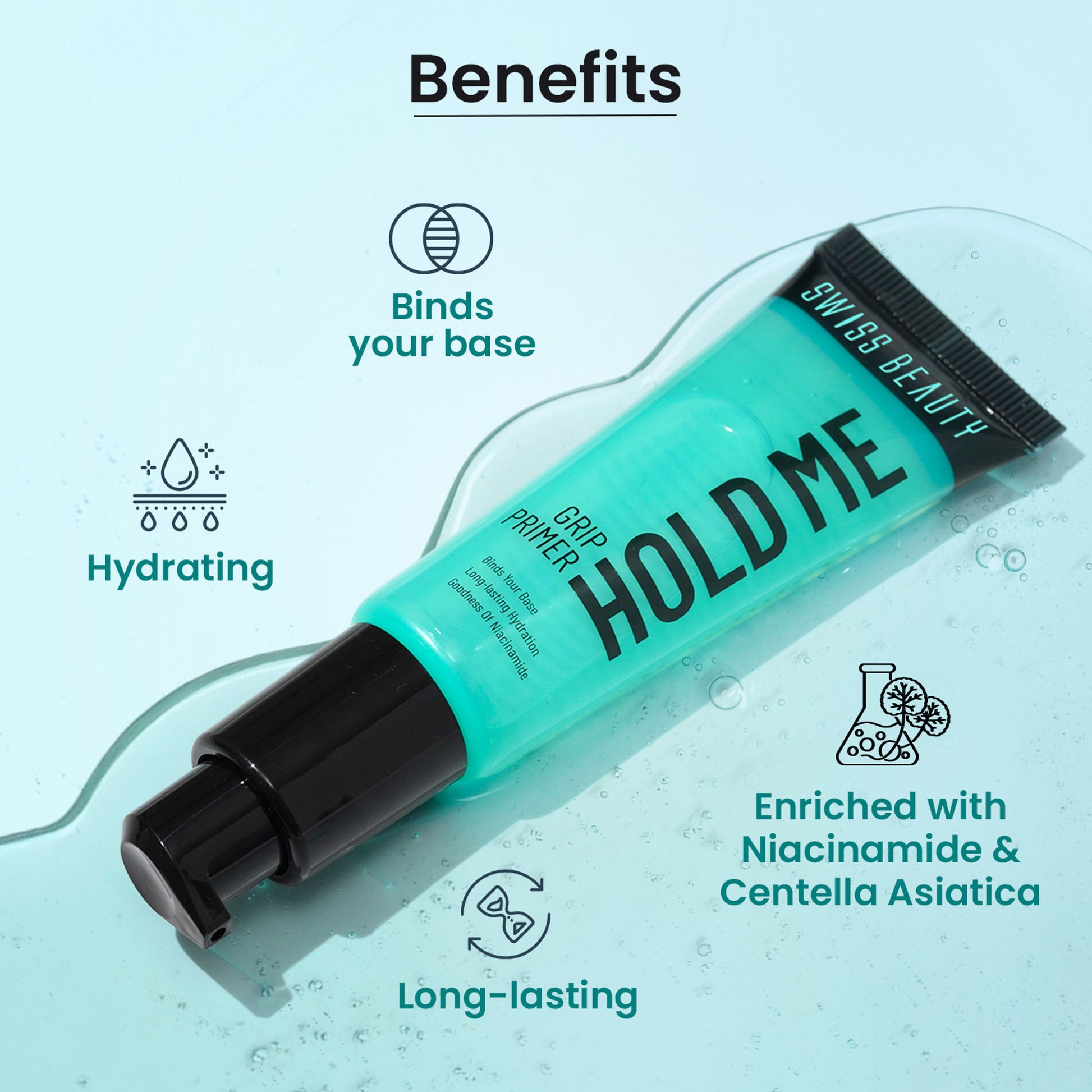 Swiss Beauty Hold Me Grip Primer Grippy Gel Formula , Enriched with Niacinamide & Centella