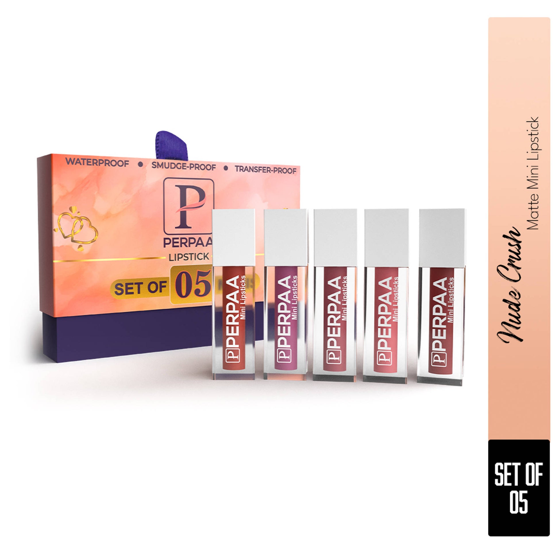 PERPAA Beauty Mini Liquid Lipsticks Nude Crush Collection - Set of 5