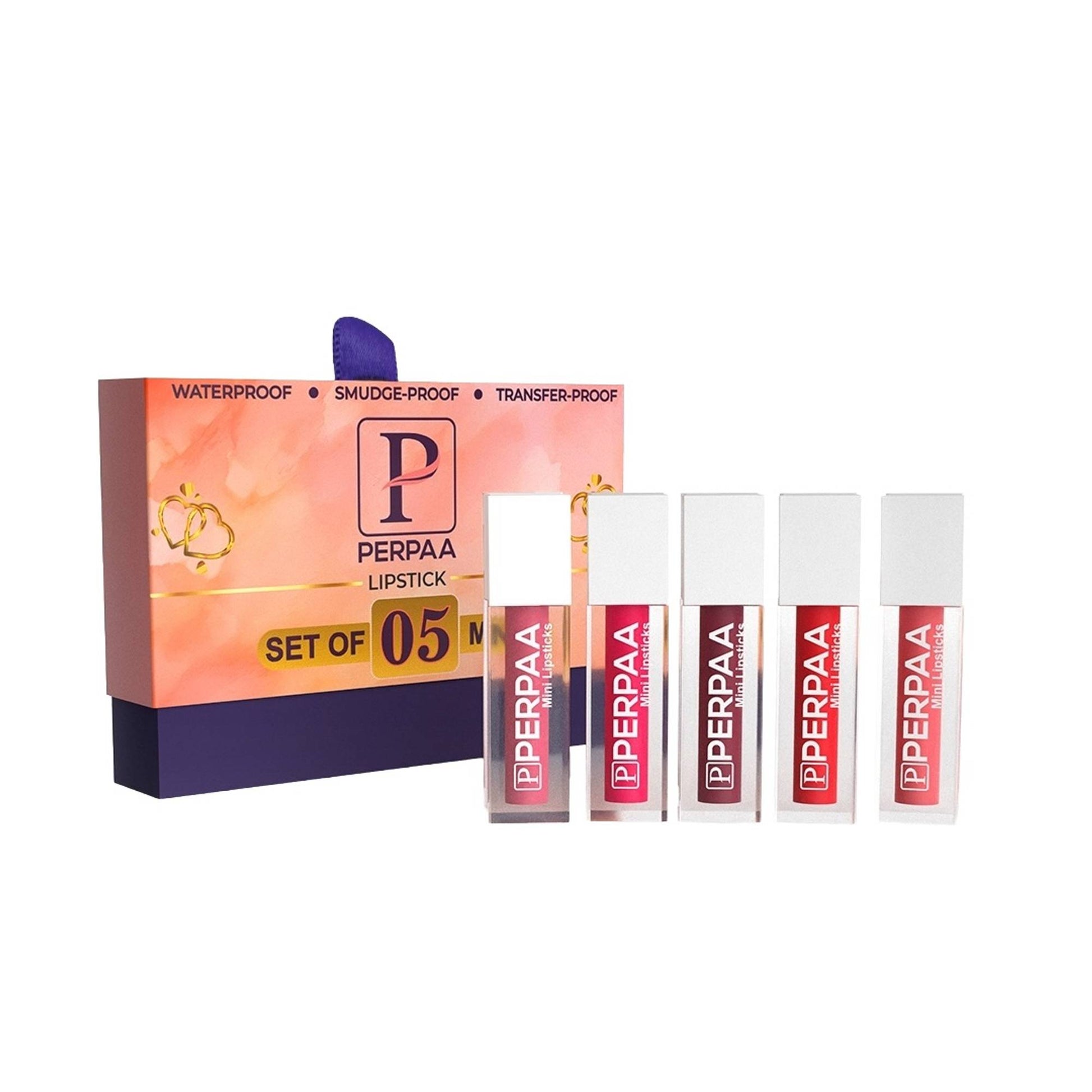 PERPAA Beauty Mini Liquid Lipsticks Bold Glam Collection - Set of 5