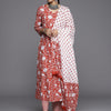Dhiyona VA Women's Red Ethnic Motifs Printed Pure Cotton Kurta with Trousers & Dupatta