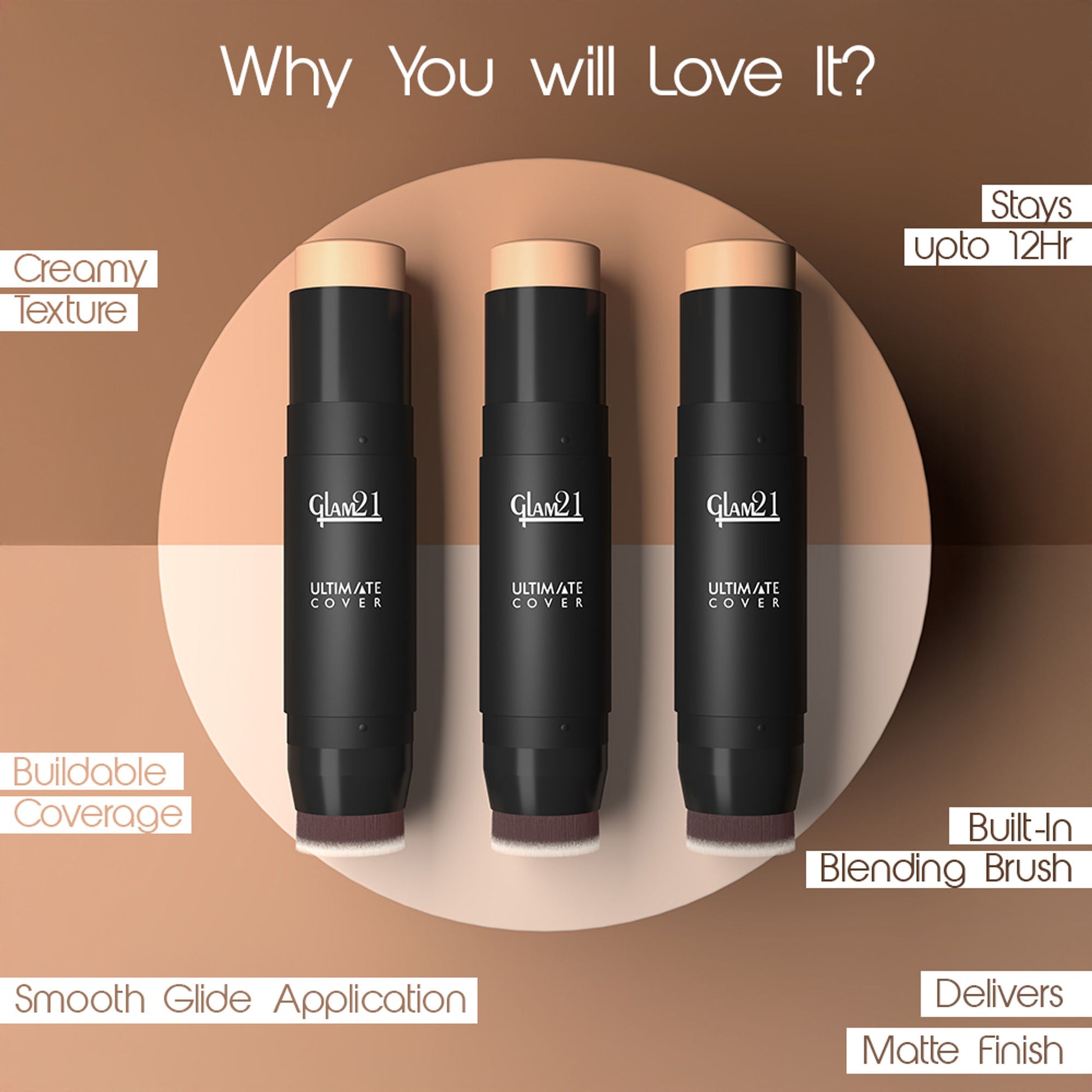 GLAM21 Ultimate Cover Foundation Stick - Rich Toffee