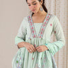 Dhiyona IE Ethnic Motifs Printed Pure Cotton A-Line Kurta With Trouser & Dupatta