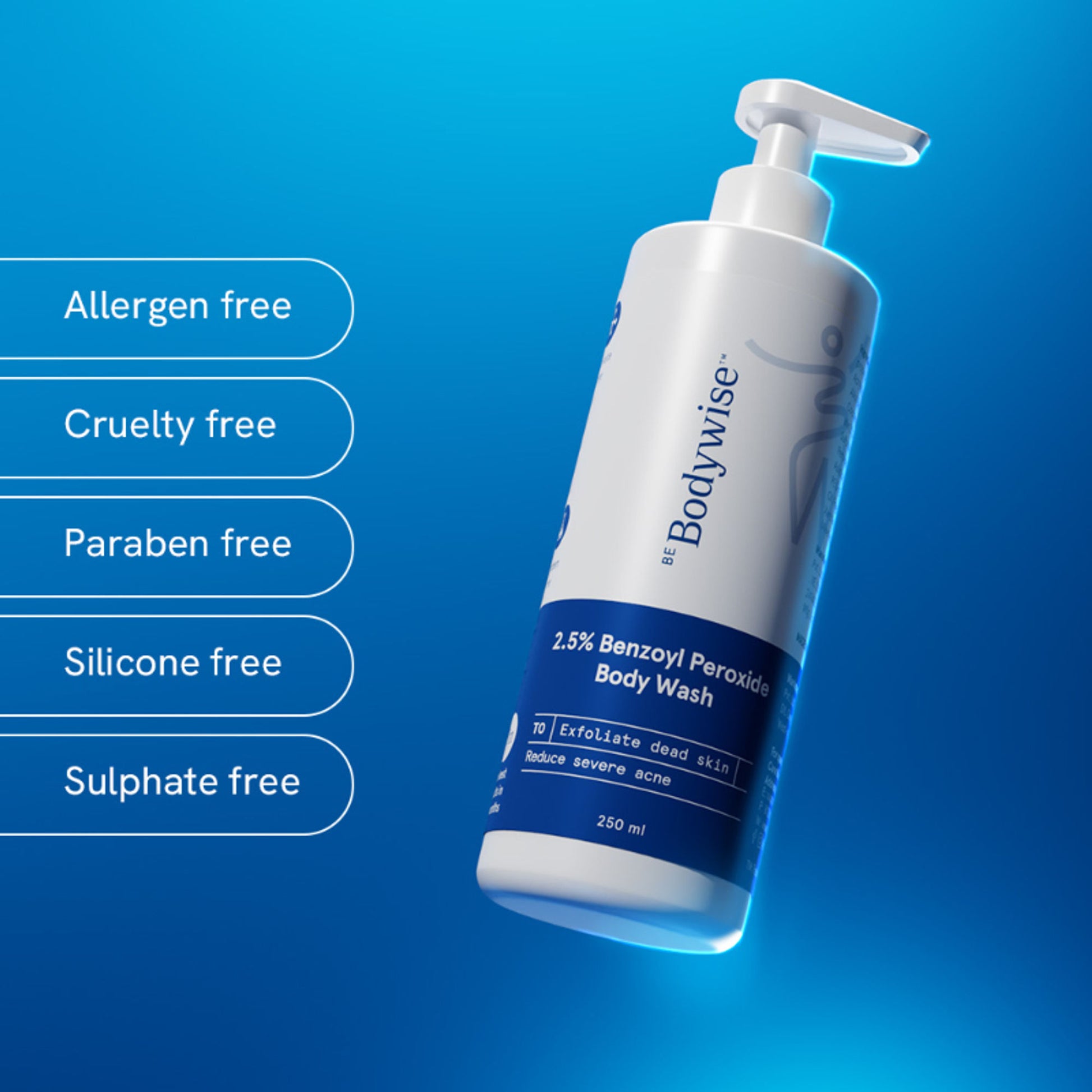 Be Bodywise 2.5% Benzoyl Peroxide Body Wash Treats Stubborn Back Acne