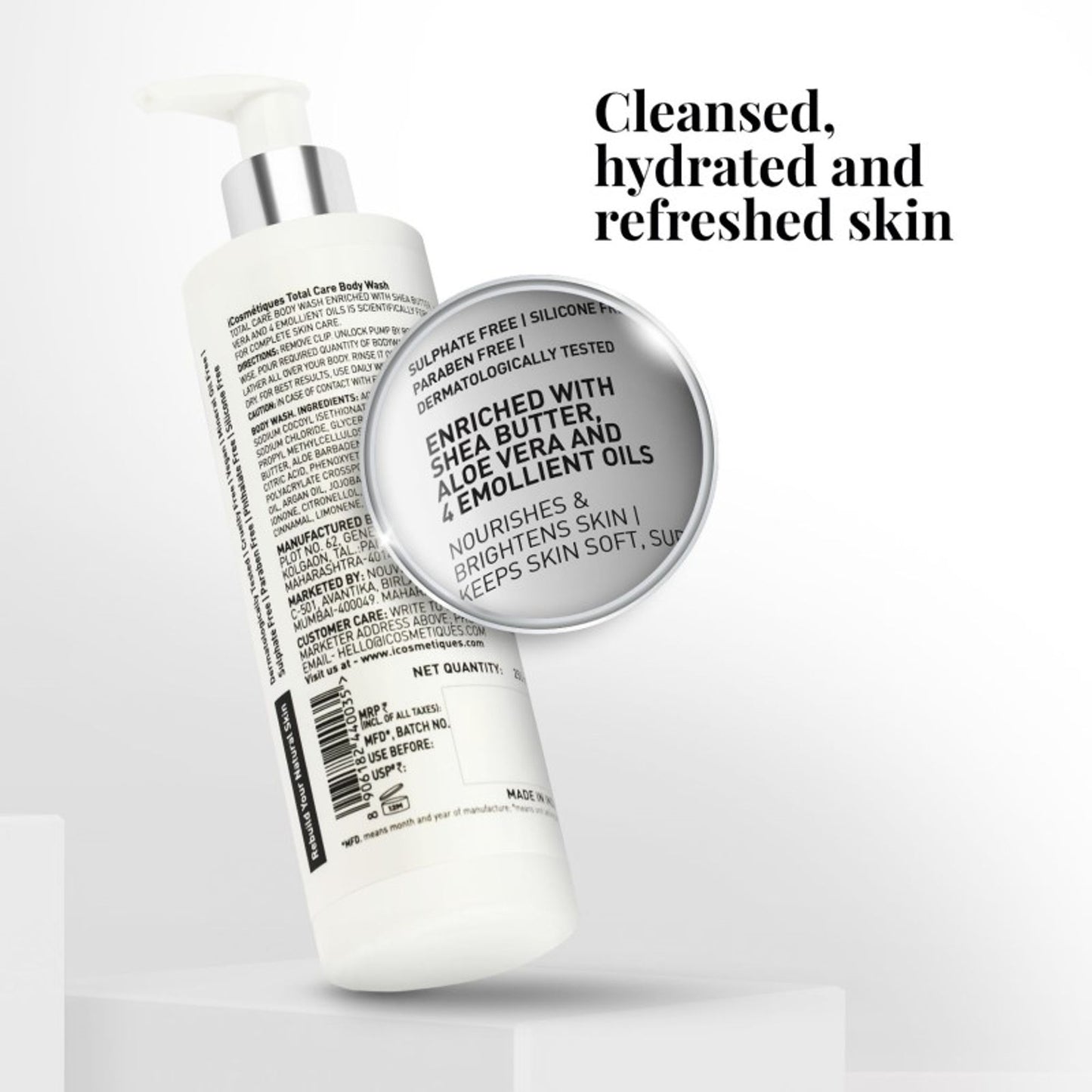 iCosmetiques Sulphate Silicone Free Body Wash - Nourishes, Hydrates Skin & Long-Lasting Freshness