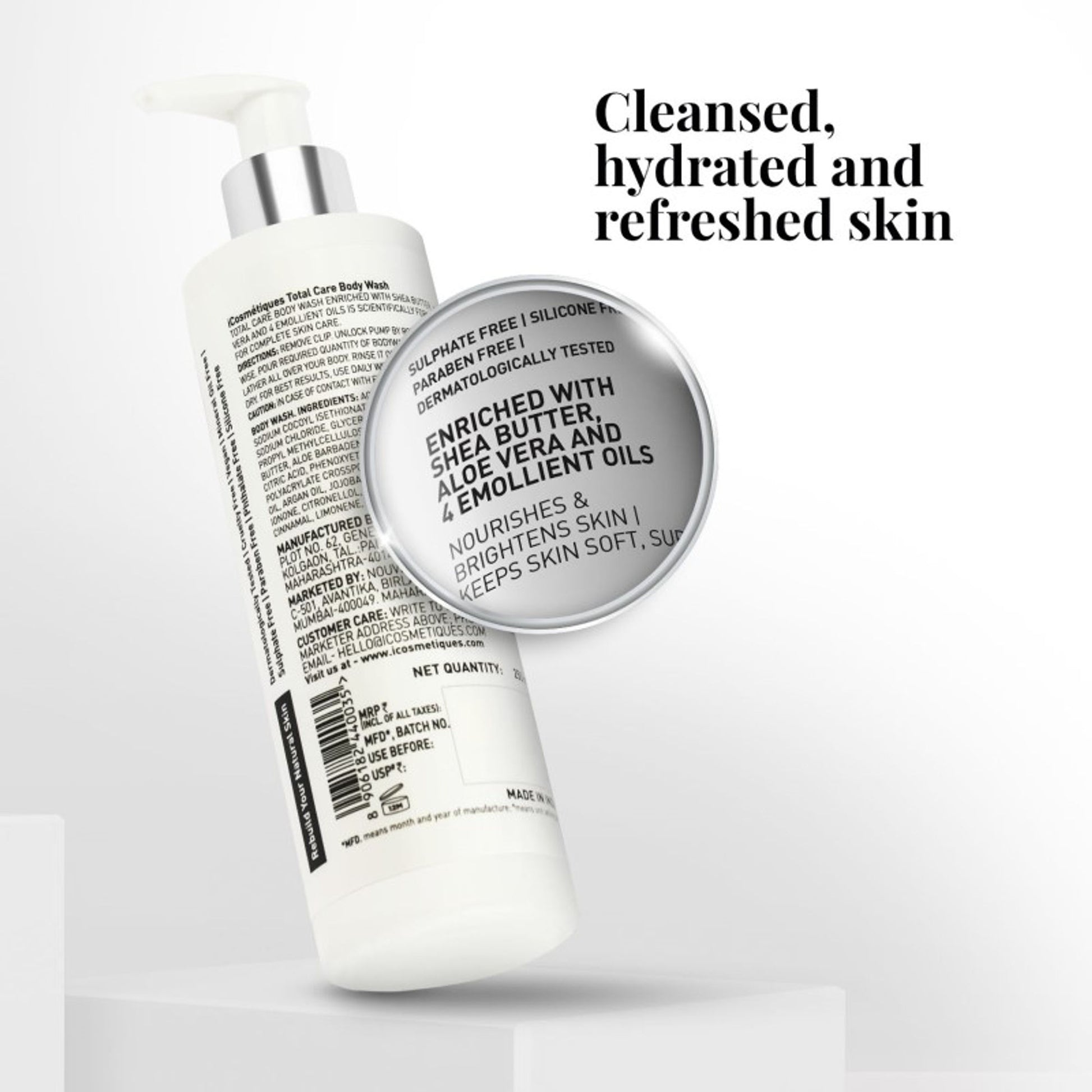 iCosmetiques Sulphate Silicone Free Body Wash - Nourishes, Hydrates Skin & Long-Lasting Freshness