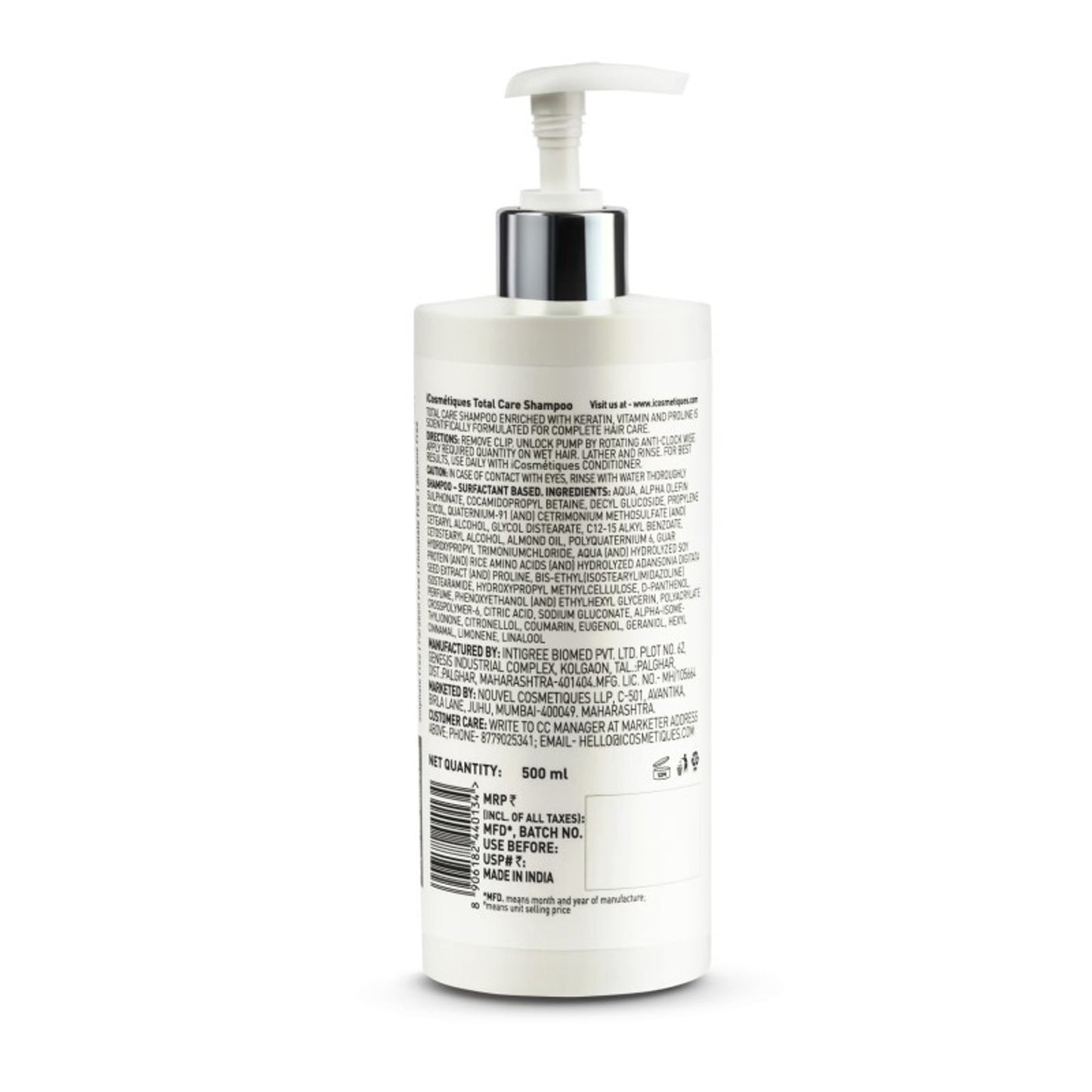 iCosmetiques Shampoo with Keratin - Proline, B5, Reduces Hair Fall & Frizz, Sulphate & Silicone Free