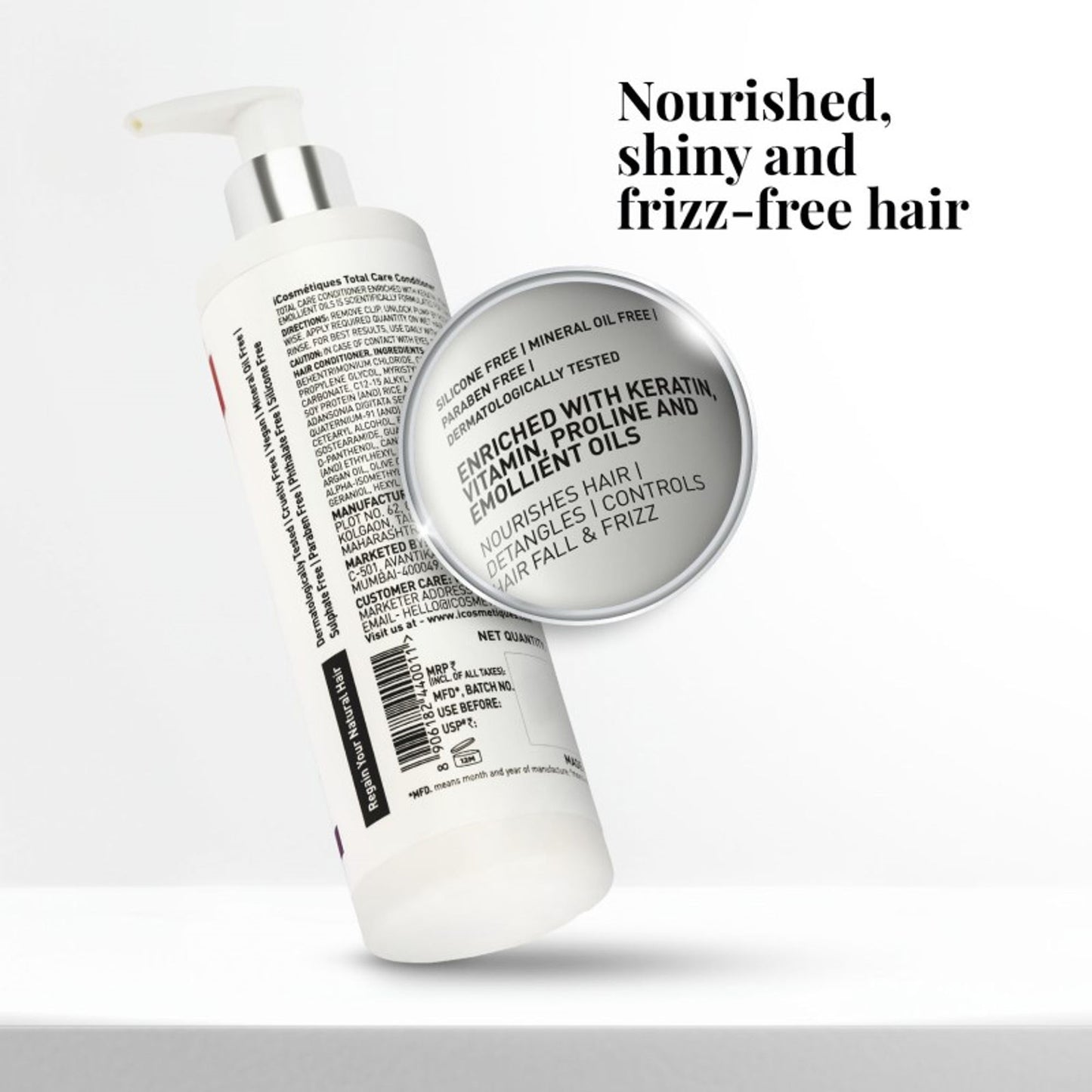 iCosmetiques Silicone Free Conditioner - Keratin, Proline, B5, Mineral Oil & Paraben Free