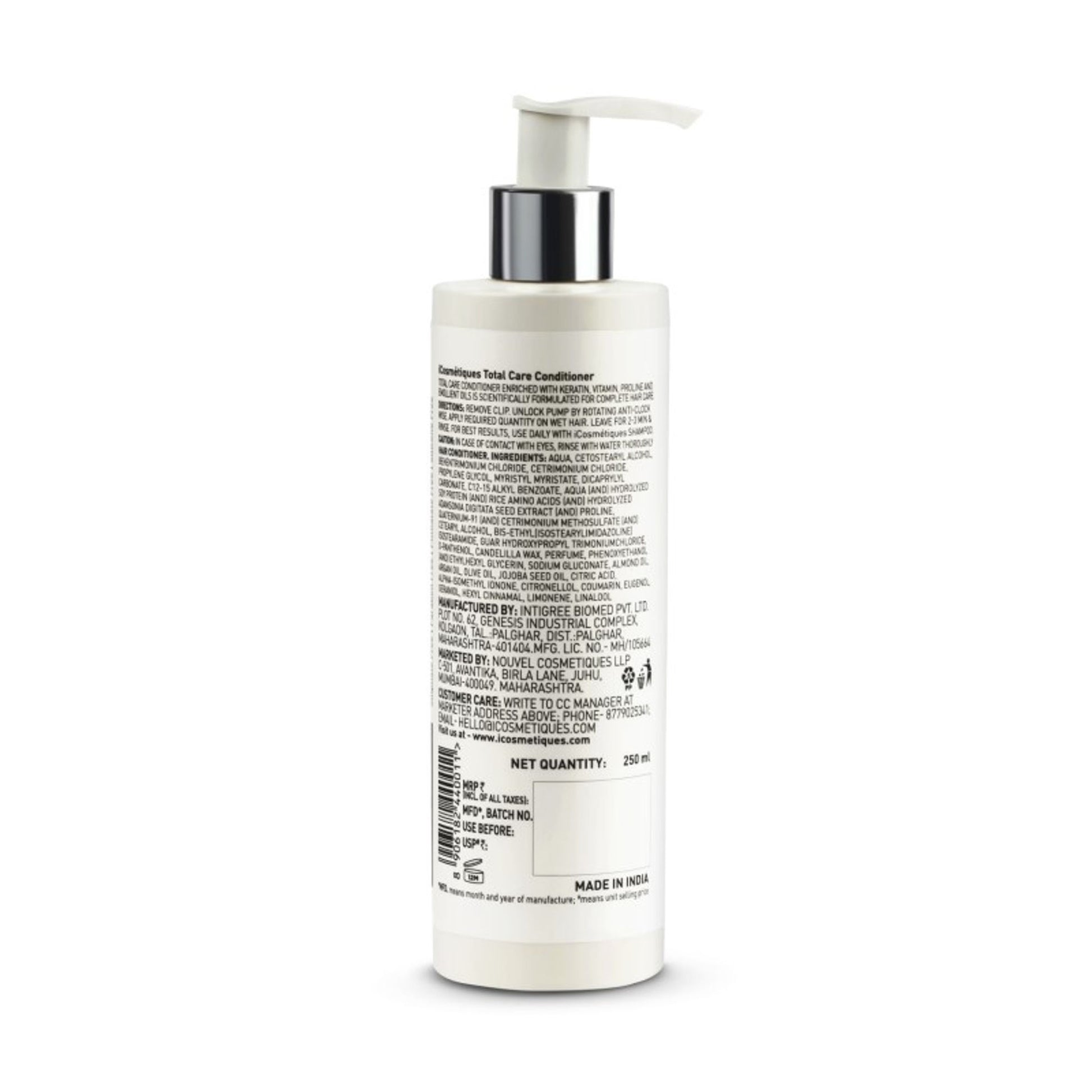 iCosmetiques Silicone Free Conditioner - Keratin, Proline, B5, Mineral Oil & Paraben Free