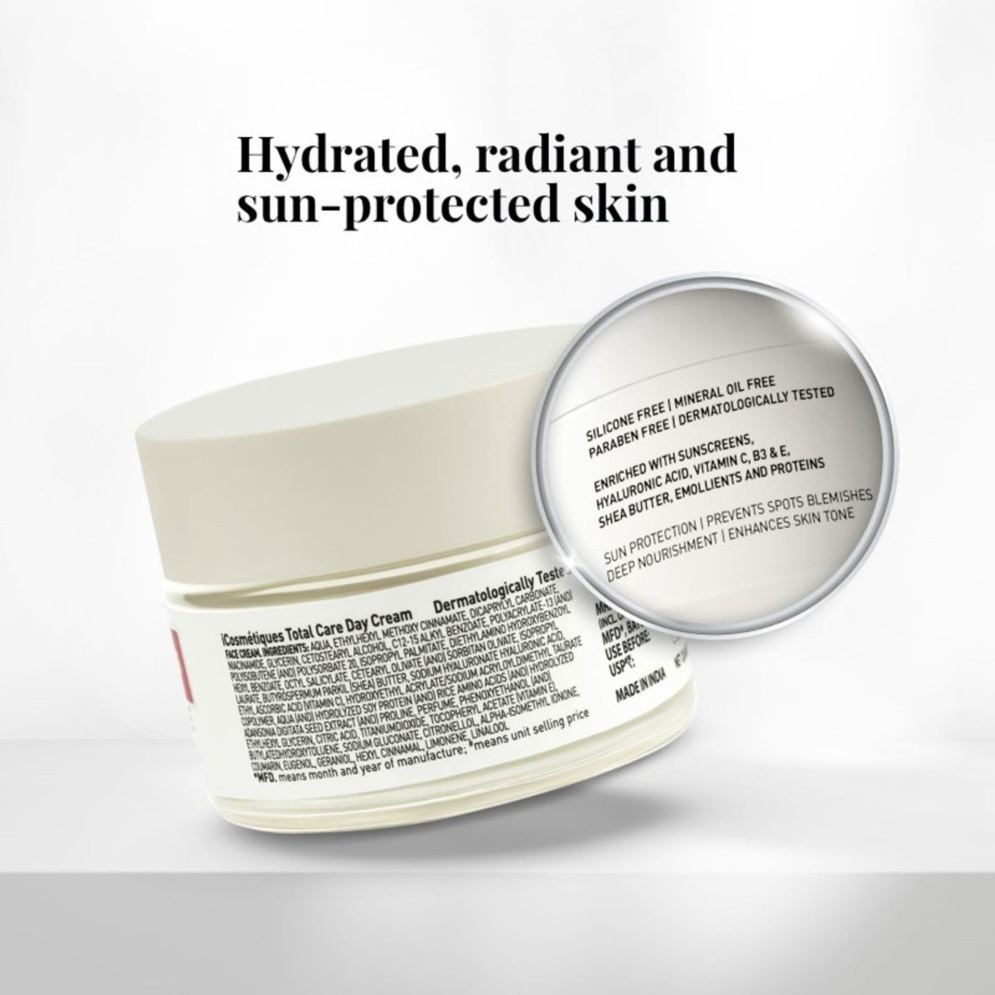 iCosmetiques Day Cream - Vitamins B3, C, E, Shea Butter & Glycerin, Mineral Oil & Silicone Free