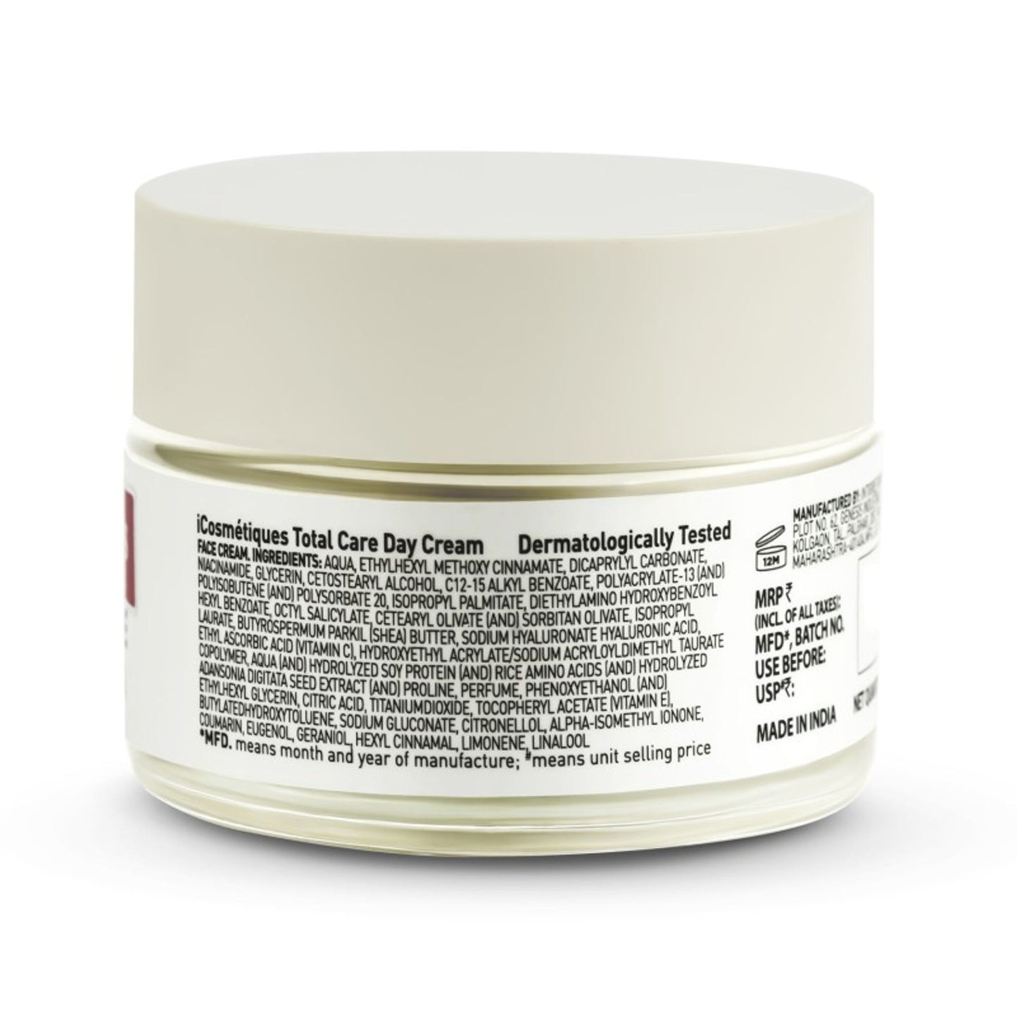 iCosmetiques Day Cream - Vitamins B3, C, E, Shea Butter & Glycerin, Mineral Oil & Silicone Free
