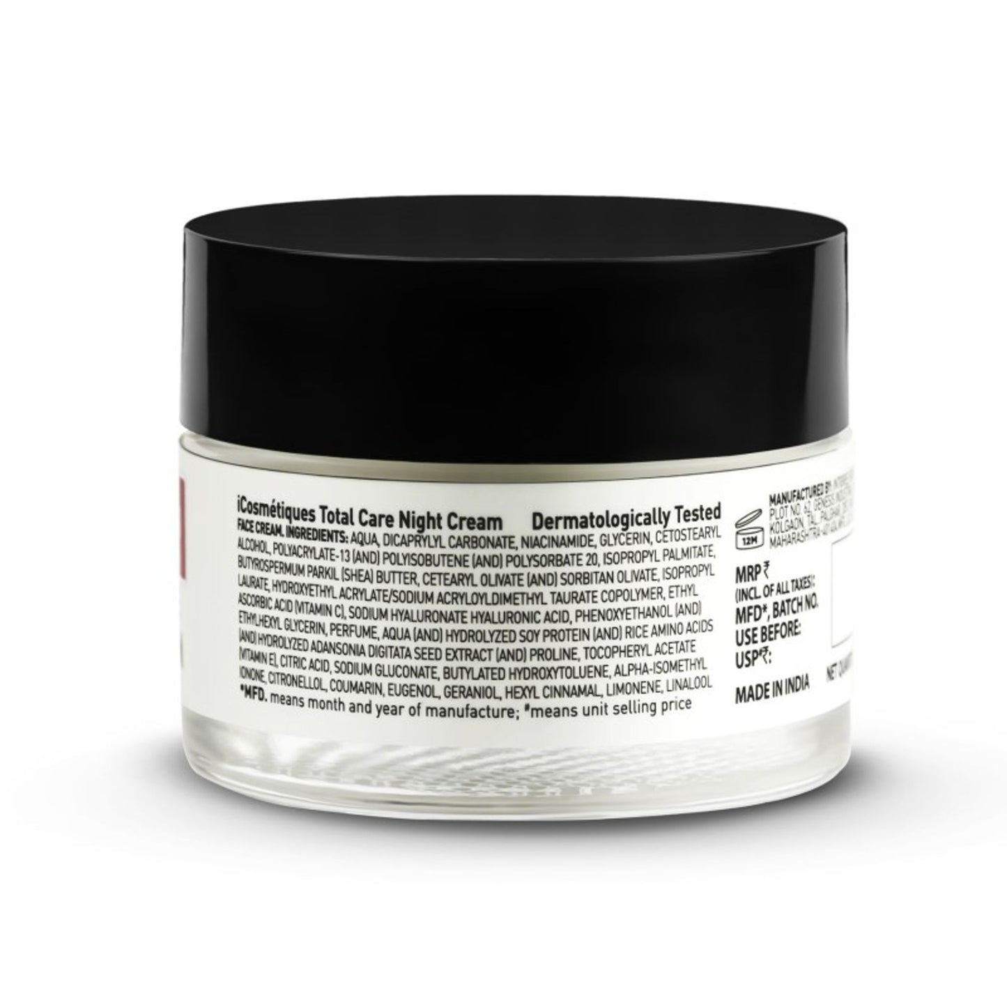 iCosmetiques Night Cream - Vitamins B3, C, E, Deep Hydration & Glow, Mineral Oil & Silicone-Free