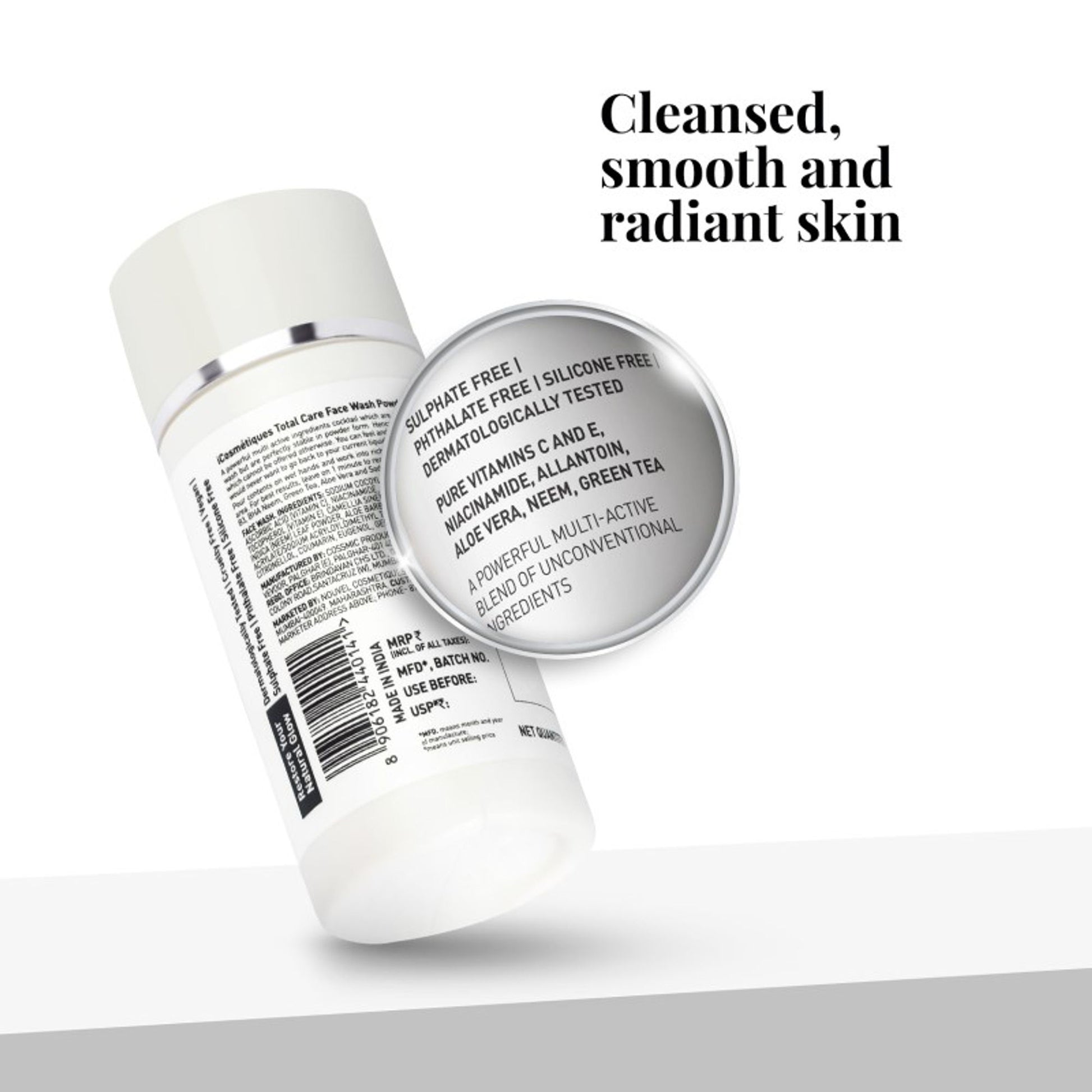 iCosmetiques Face Wash Powder-Pure Vitamin C, Niacinamide, Neem, Aloe Vera, Green Tea & Deep Clean