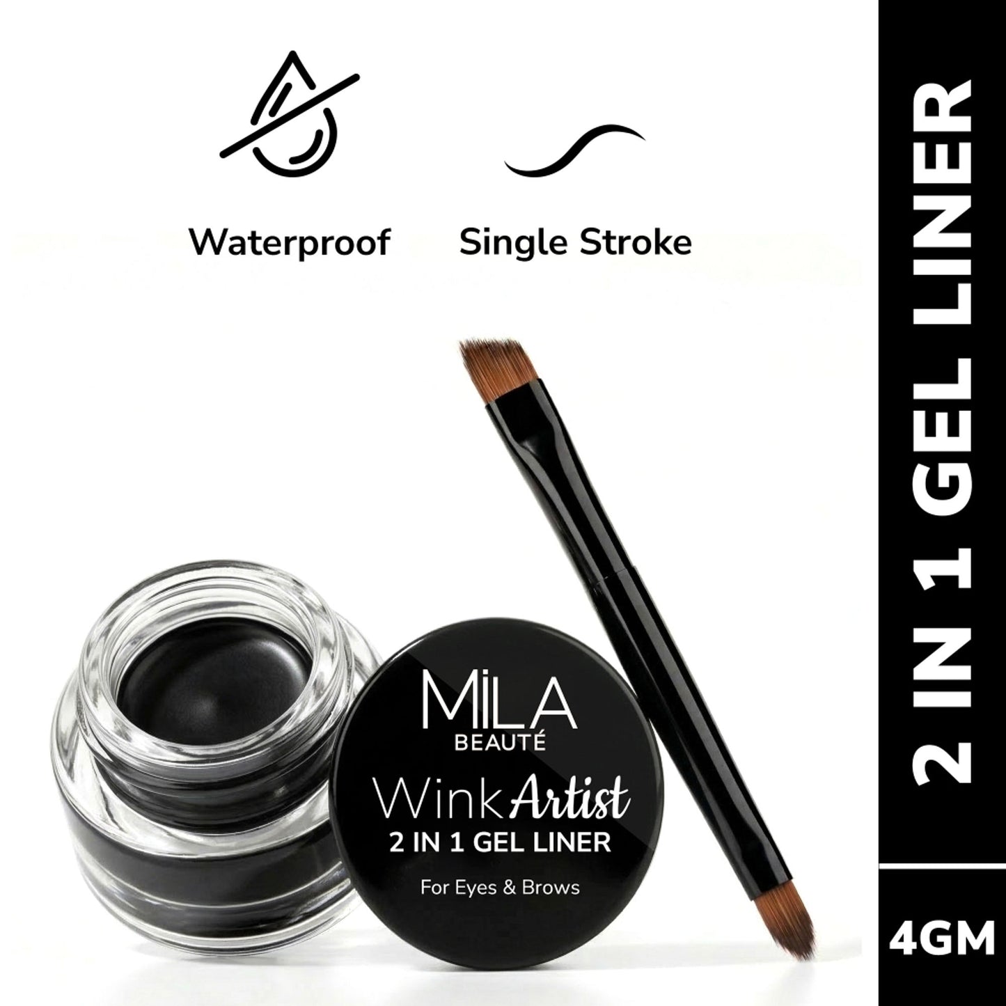 Mila Beauté Wink Artist 36Hr Smudge Proof & Waterproof Gel Eyeliner - Black