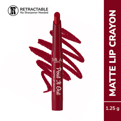 Mila Beauté Pout It Out Long Lasting & Matte Finish Lip Crayon Lipstick - Jessie