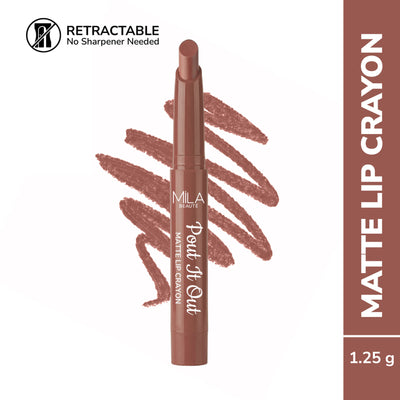 Mila Beauté Pout It Out Long Lasting & Matte Finish Lip Crayon Lipstick - Mulan