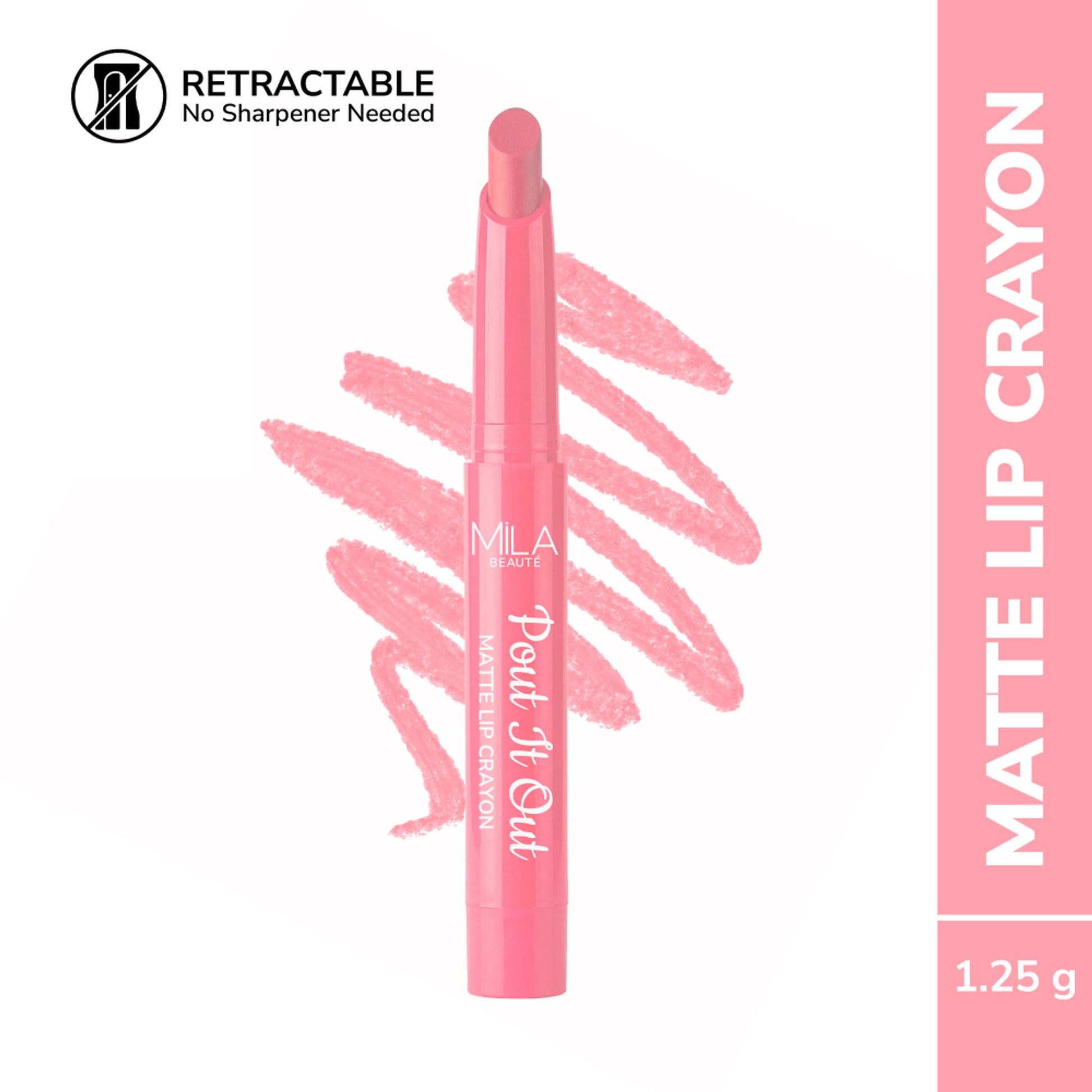 Mila Beauté Pout It Out Long Lasting & Matte Finish Lip Crayon Lipstick - Cinderella