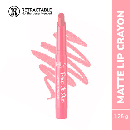 Mila Beauté Pout It Out Long Lasting & Matte Finish Lip Crayon Lipstick - Cinderella