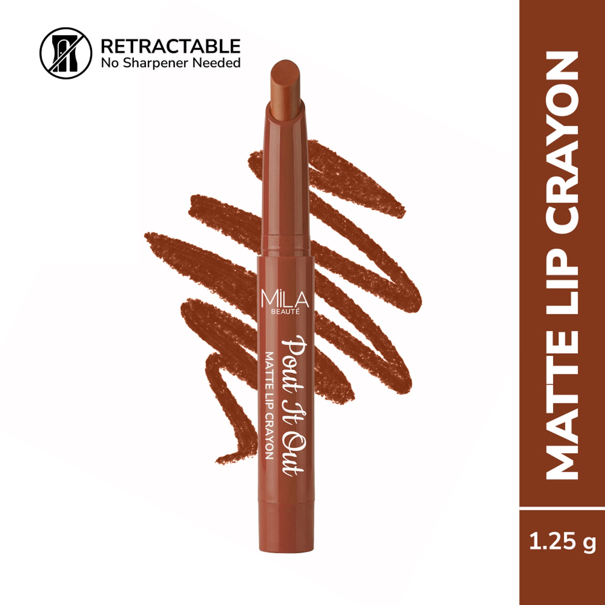 Mila Beauté Pout It Out Long Lasting & Matte Finish Lip Crayon Lipstick - Anna