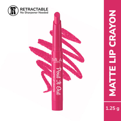Mila Beauté Pout It Out Long Lasting & Matte Finish Lip Crayon Lipstick - Evil Queen