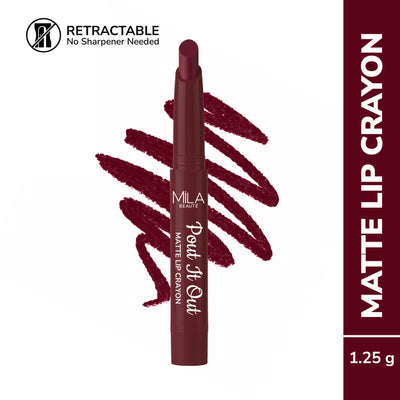 Mila Beauté Pout It Out Long Lasting & Matte Finish Lip Crayon Lipstick - Blossom