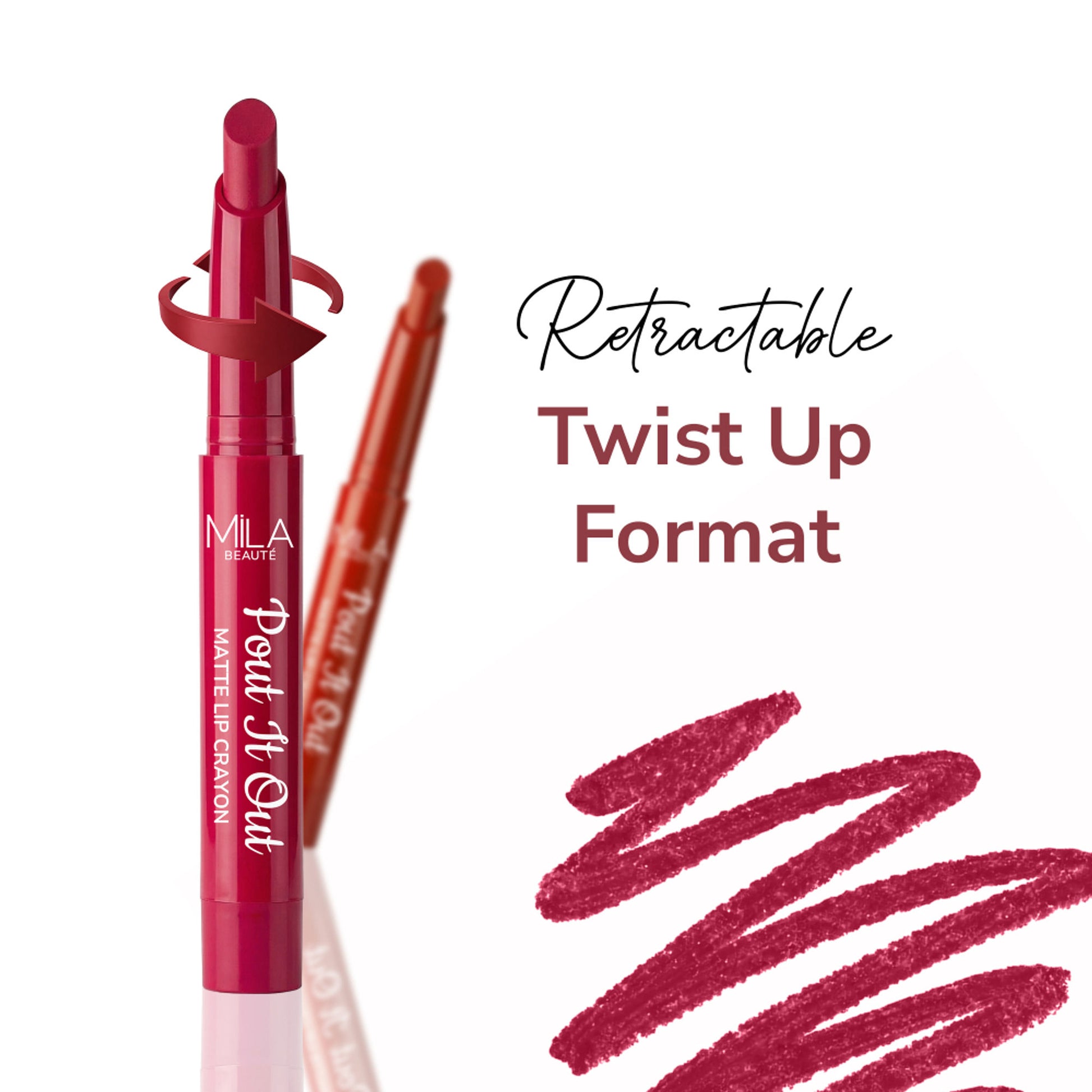 Mila Beauté Pout It Out Long Lasting & Matte Finish Lip Crayon Lipstick - Blossom