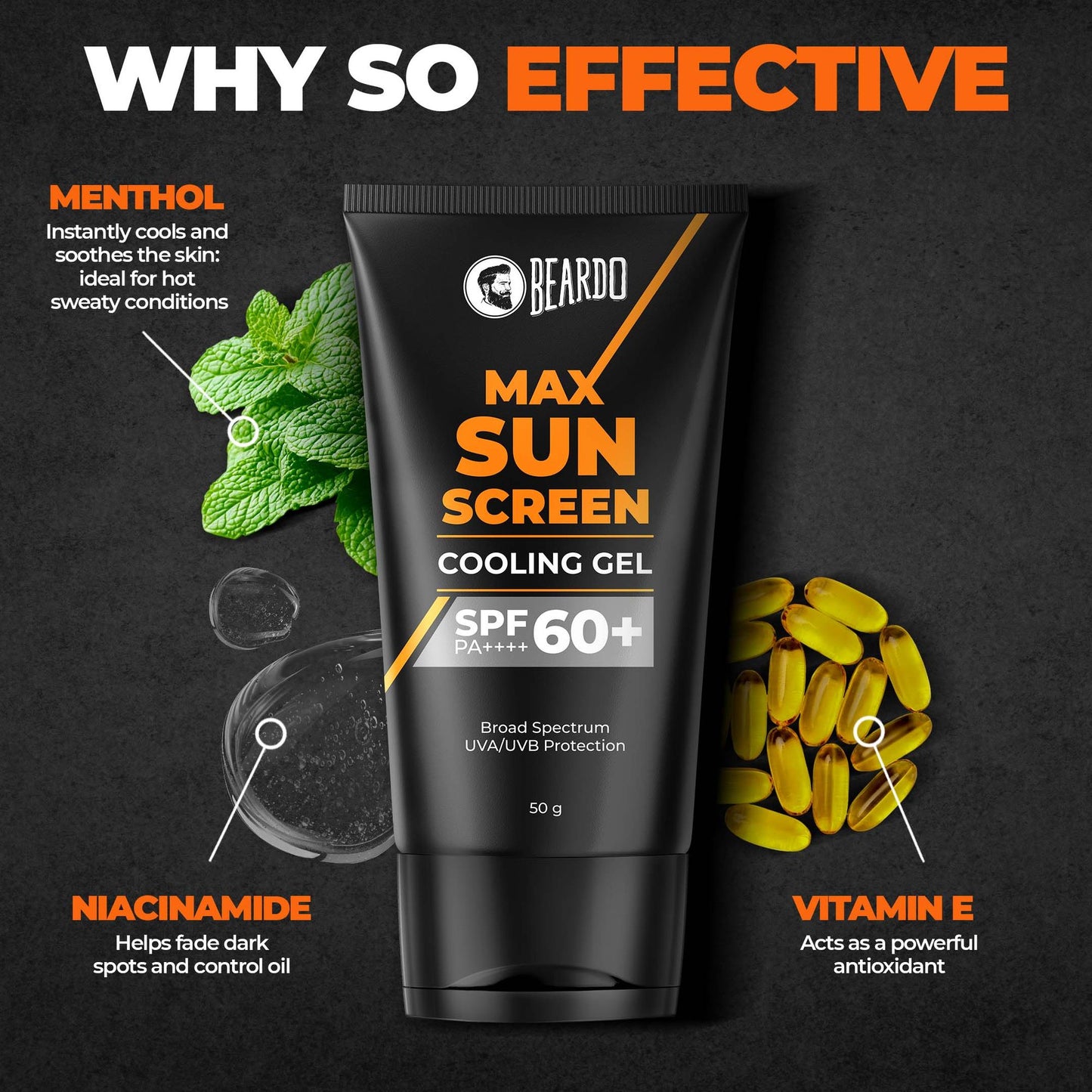 Beardo Max Sunscreen Cooling Gel SPF with SPF 60+ PA++++