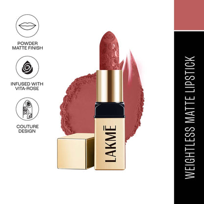 Lakme Rouge Bloom Powder Matte Lipstick - Nude Nectar 201