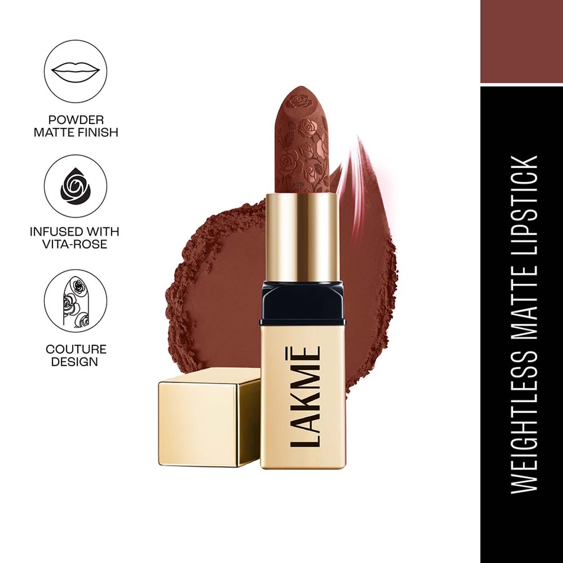 Lakme Rouge Bloom Powder Matte Lipstick - Cocoa Carnation 204