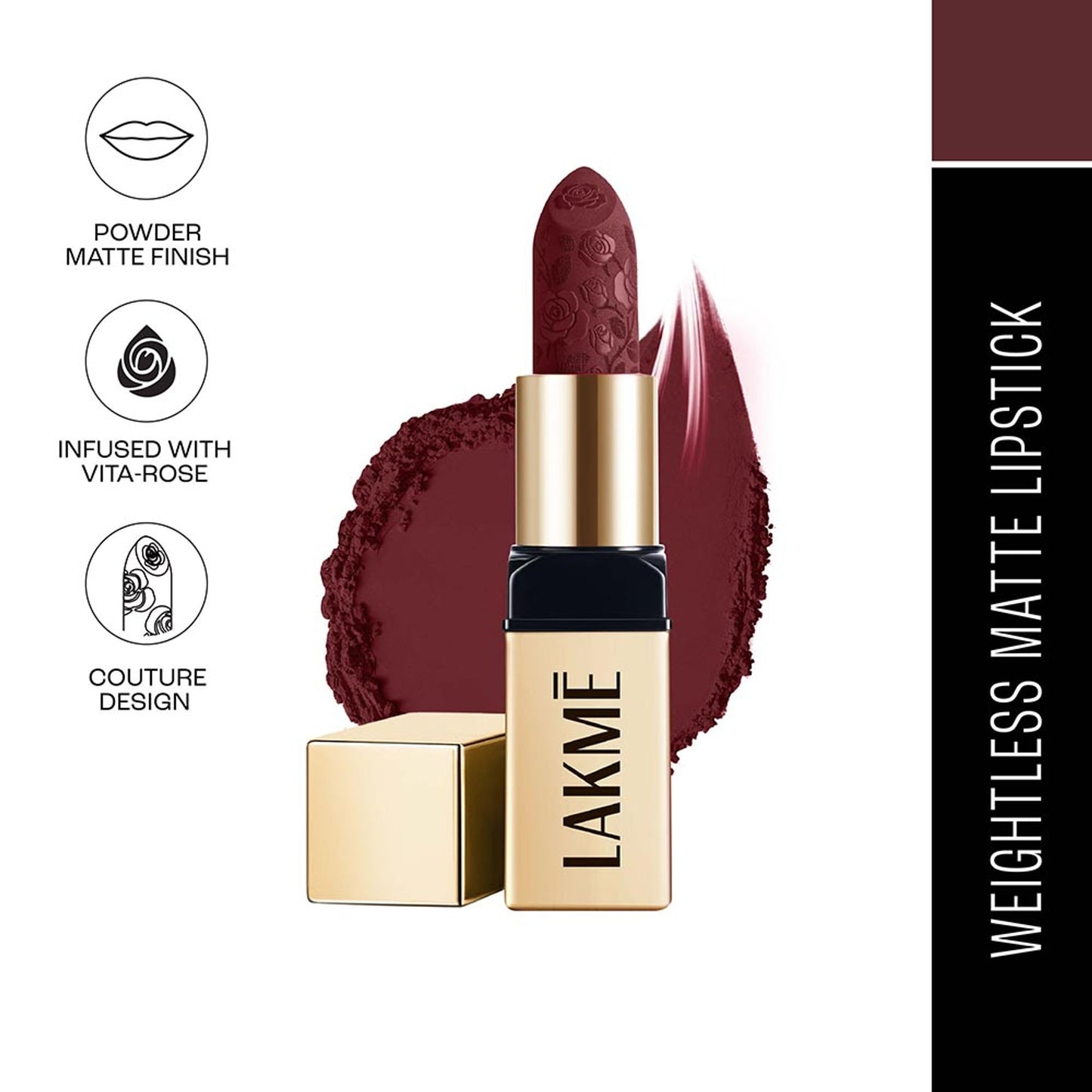 Lakme Rouge Bloom Powder Matte Lipstick - Plum Garden-208