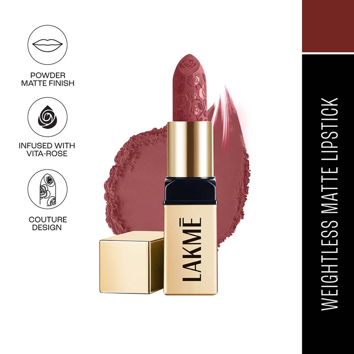 Lakme Rouge Bloom Powder Matte Lipstick - Brick Bloom 210