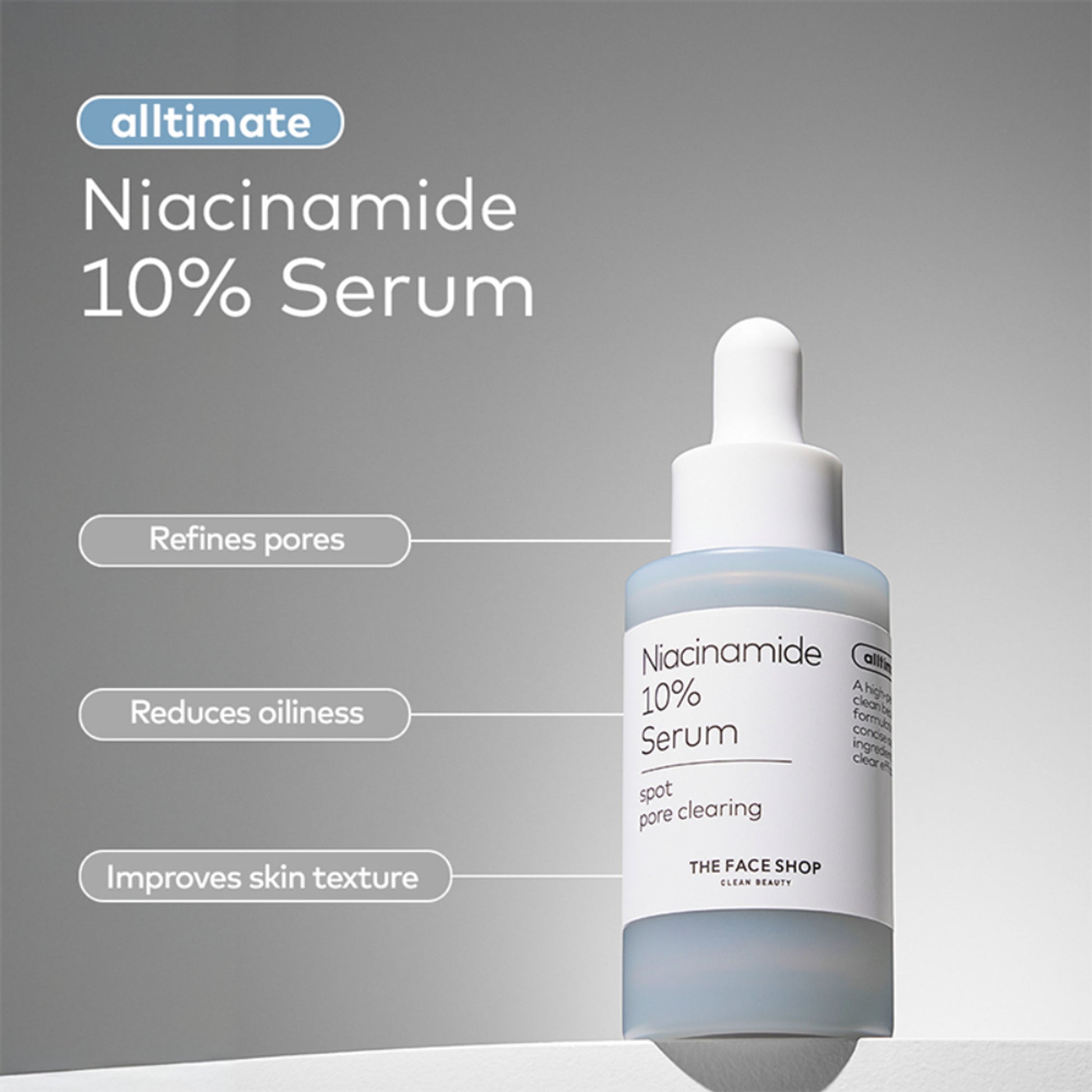 The Face Shop Alltimate Niacinamide 10% Korean Serum - Reduces Oil & Minimizes Pores, for Oily Skin