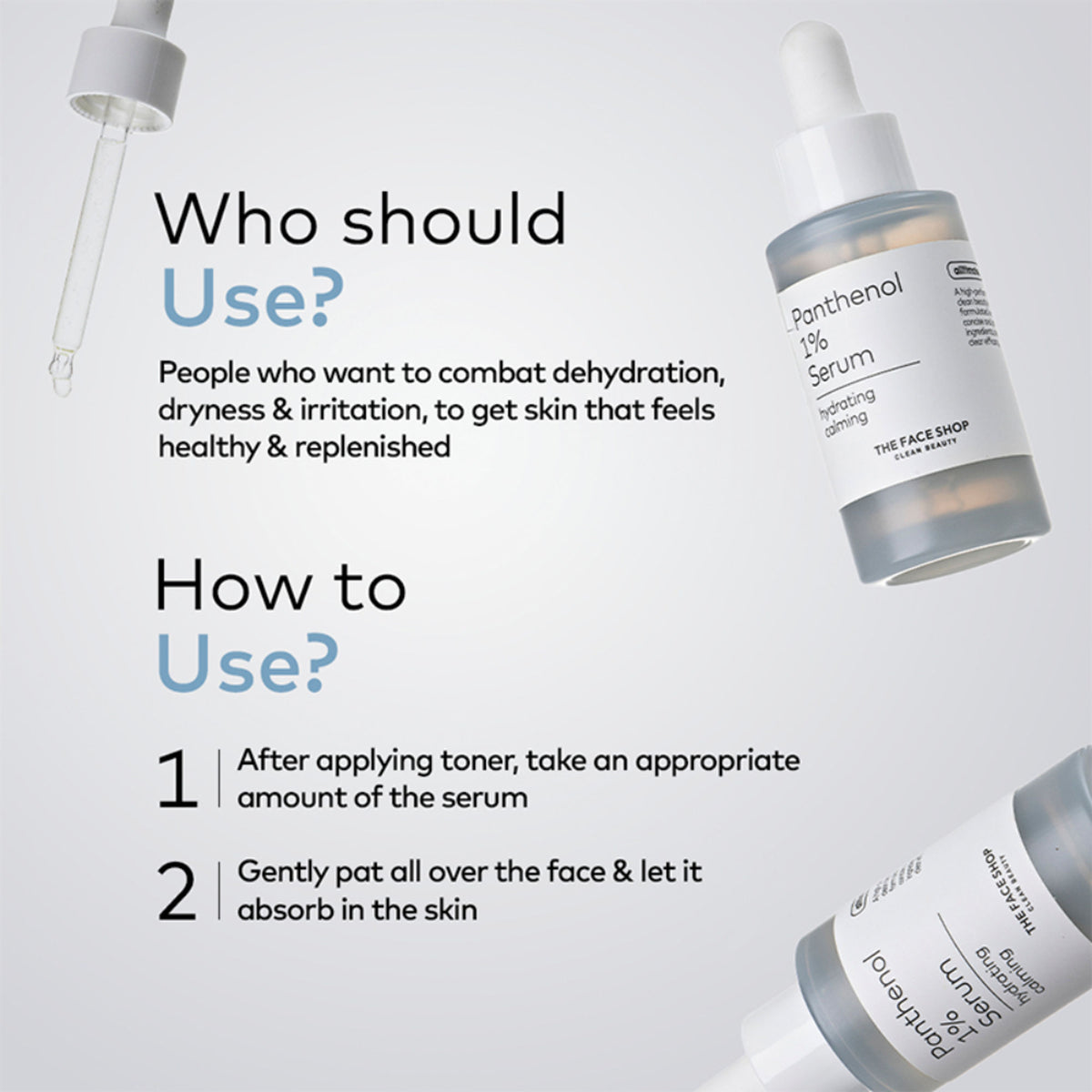 The Face Shop Alltimate Panthenol 1% Korean Serum - Hydrating & Moisturizing with Hyaluronic Acid