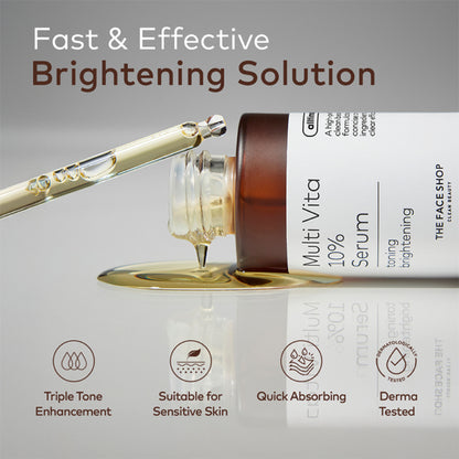 The Face Shop Alltimate Multi Vita 10% Serum - Vitamin C Brightening & Illuminating Korean Skincare