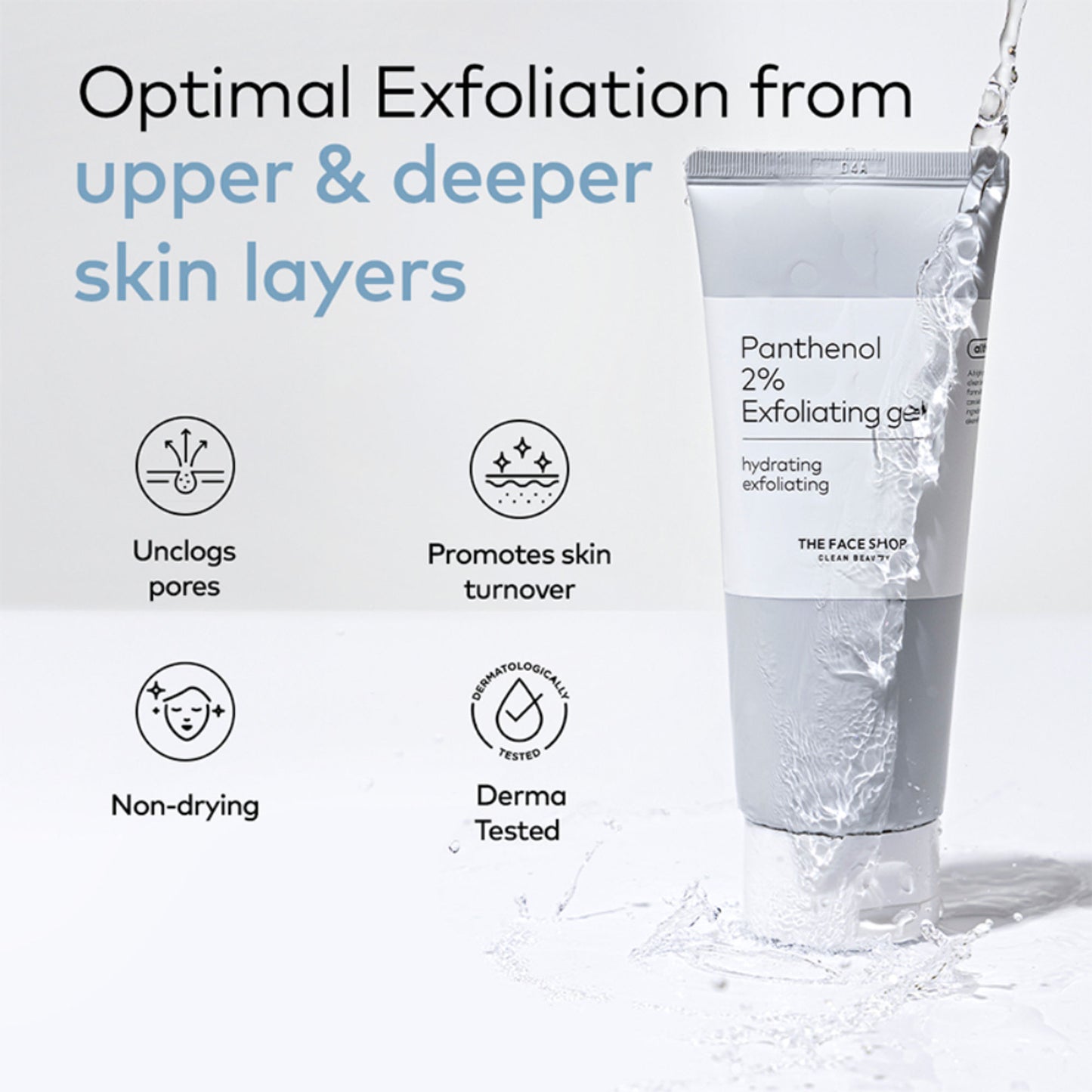 The Face Shop Alltimate Panthenol 2% Exfoliating Gel -Korean Cleansing Scrub with AHA, BHA, LHA, PHA