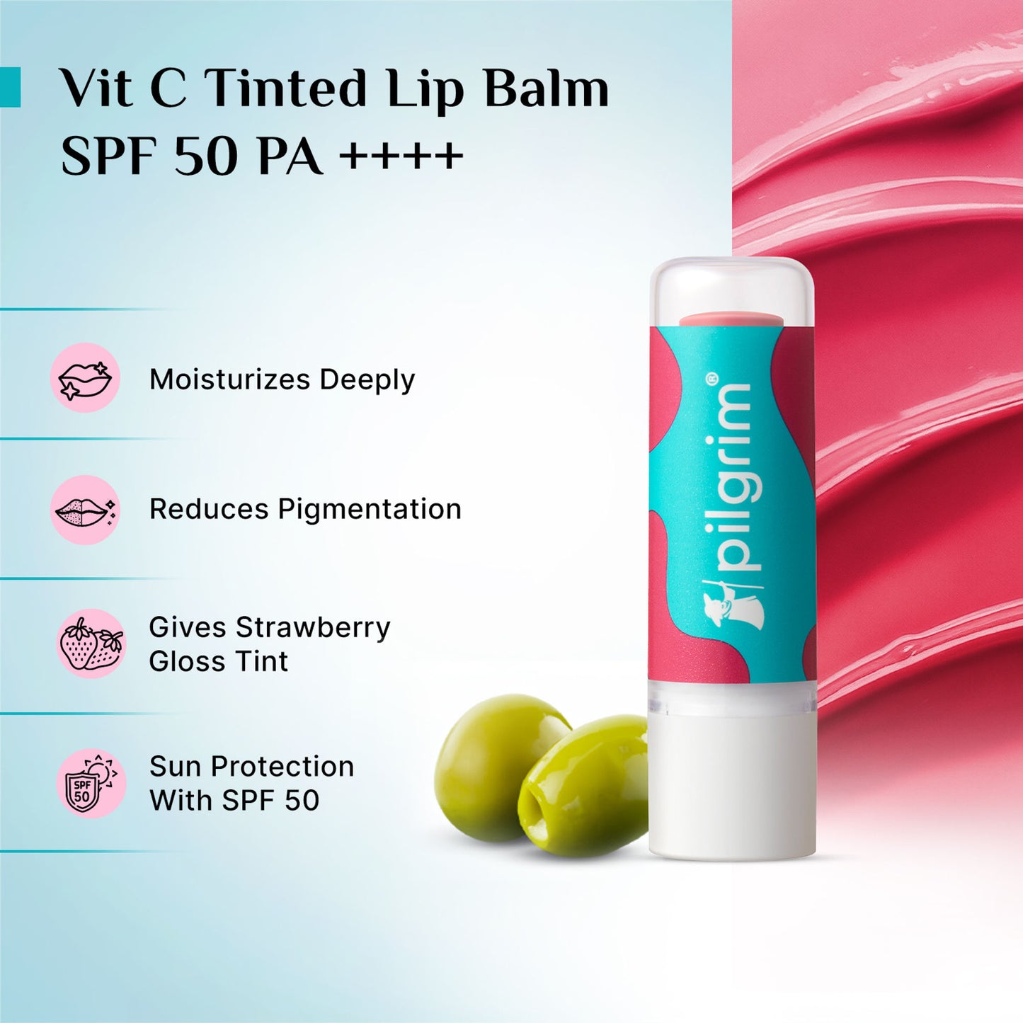 Pilgrim Vitamin C Moisture Rich Tinted Lip Balm SPF 50