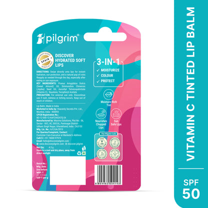Pilgrim Vitamin C Moisture Rich Tinted Lip Balm SPF 50