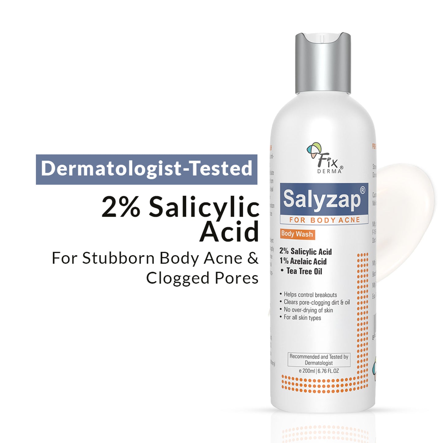Fixderma Salyzap 2% Salicylic Acid Body Wash Acne Control Back Acne Body Wash for Women & Men