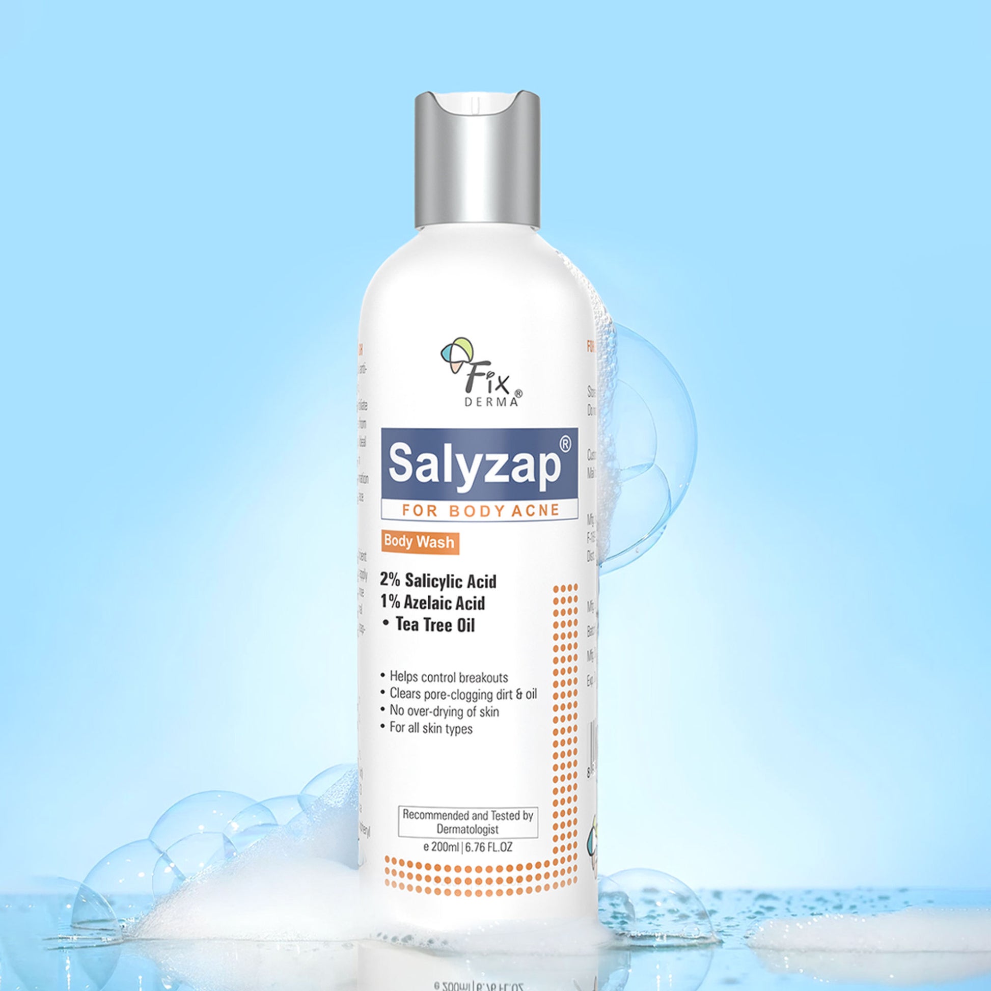 Fixderma Salyzap 2% Salicylic Acid Body Wash Acne Control Back Acne Body Wash for Women & Men