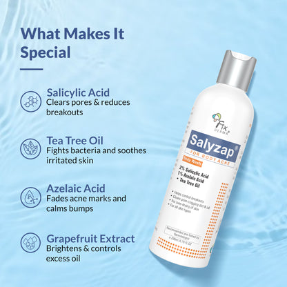 Fixderma Salyzap 2% Salicylic Acid Body Wash Acne Control Back Acne Body Wash for Women & Men