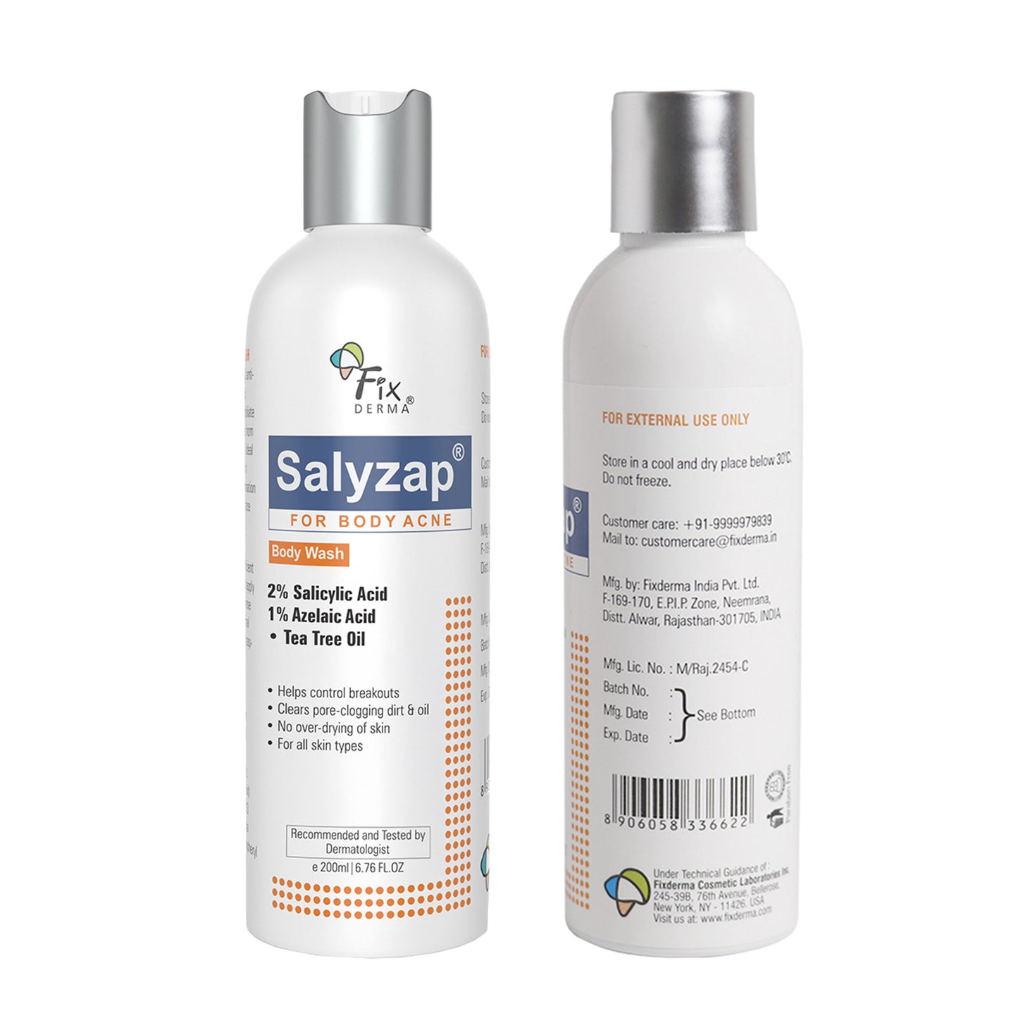 Fixderma Salyzap 2% Salicylic Acid Body Wash Acne Control Back Acne Body Wash for Women & Men