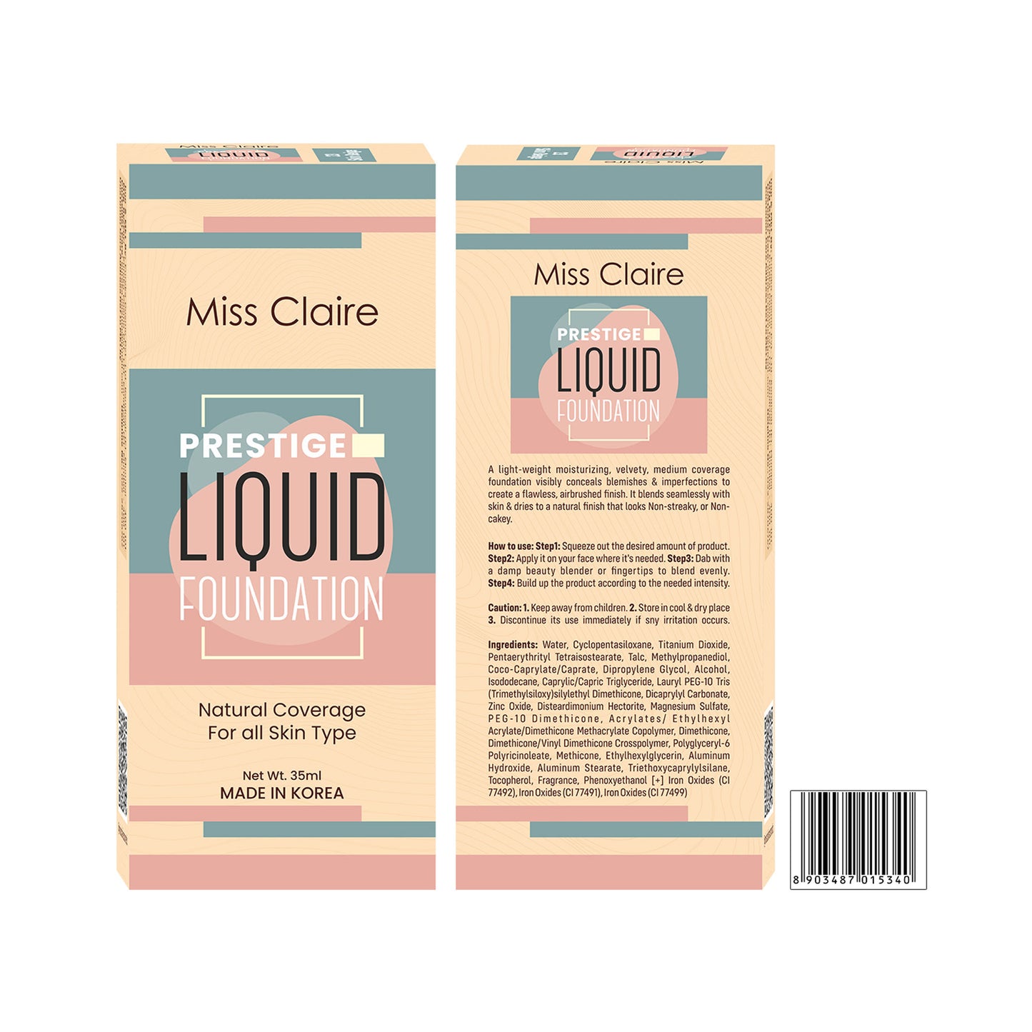 Miss Claire Prestige Liquid Foundation Natural Coverage - 23 Beige