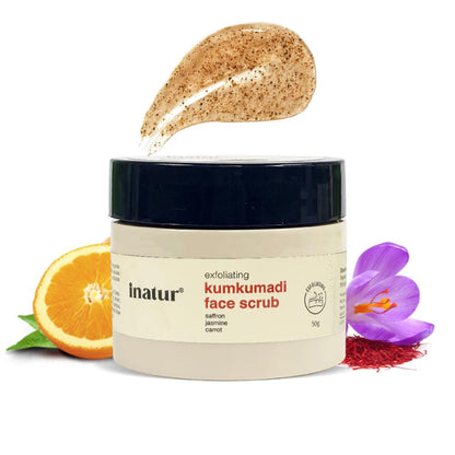 inatur Kumkumadi Face Scrub, Ayurvedic Exfoliator, Brightens Skin, Evens Tone, for Men & Women
