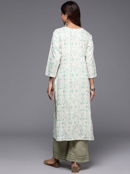 Indyancart IE Printed Mirror Work Kurta