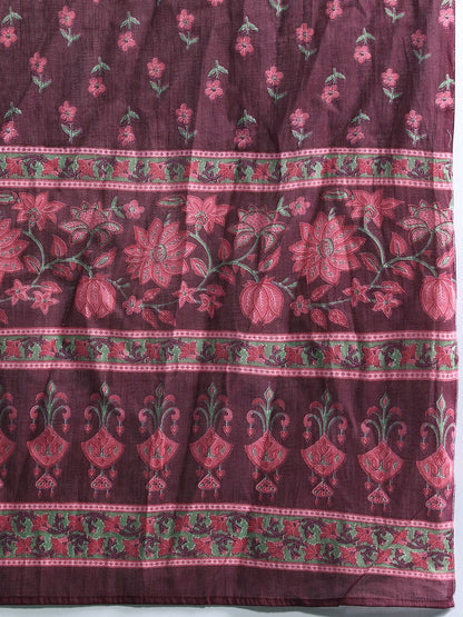 Indyancart IE Floral Printed Empire Pure Cotton Kurta with Trousers & Dupatta