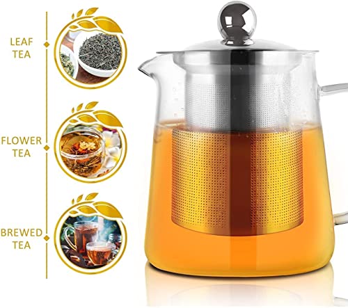 Jinelza Glass Round Kettle Teapot 750ML