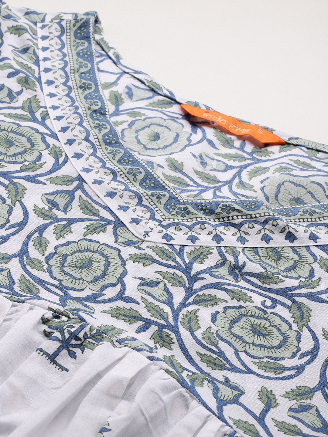 Indyancart IE Women Floral Printed Empire Pure Cotton Kurta With Palazzos & Dupatta