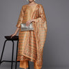 Dhiyona VA Women's Coral Printed Regular Chanderi Silk Kurta with Trousers & With Dupatta