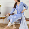 Dhiyona IE Women Floral Printed Linen Kurta with Trousers & Dupatta