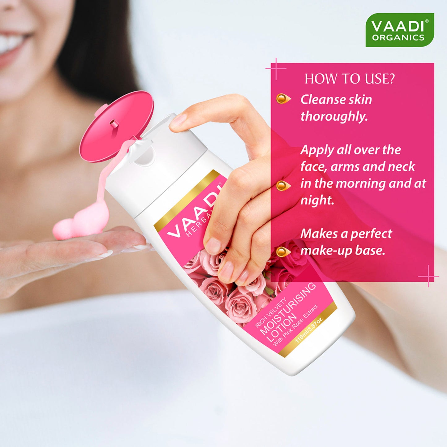 Vaadi Herbals Moisturising Lotion With Pink Rose Extract